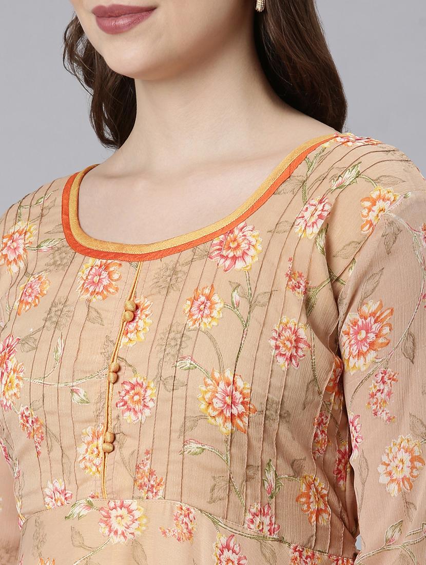 women round neck printed fit & flare ethnic dress - 21729714 - Standard Image - 5