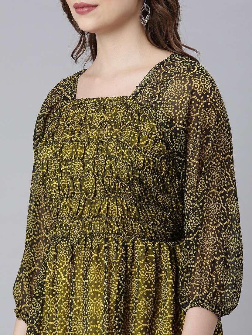 women green three quarter sleeve tiered dress - 21729716 -  Standard Image - 5