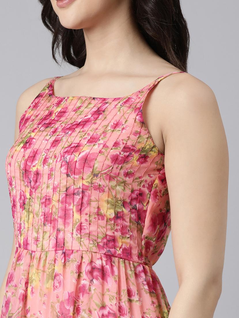 women floral printed shoulder strap tiered dress - 21729725 - Standard Image - 5