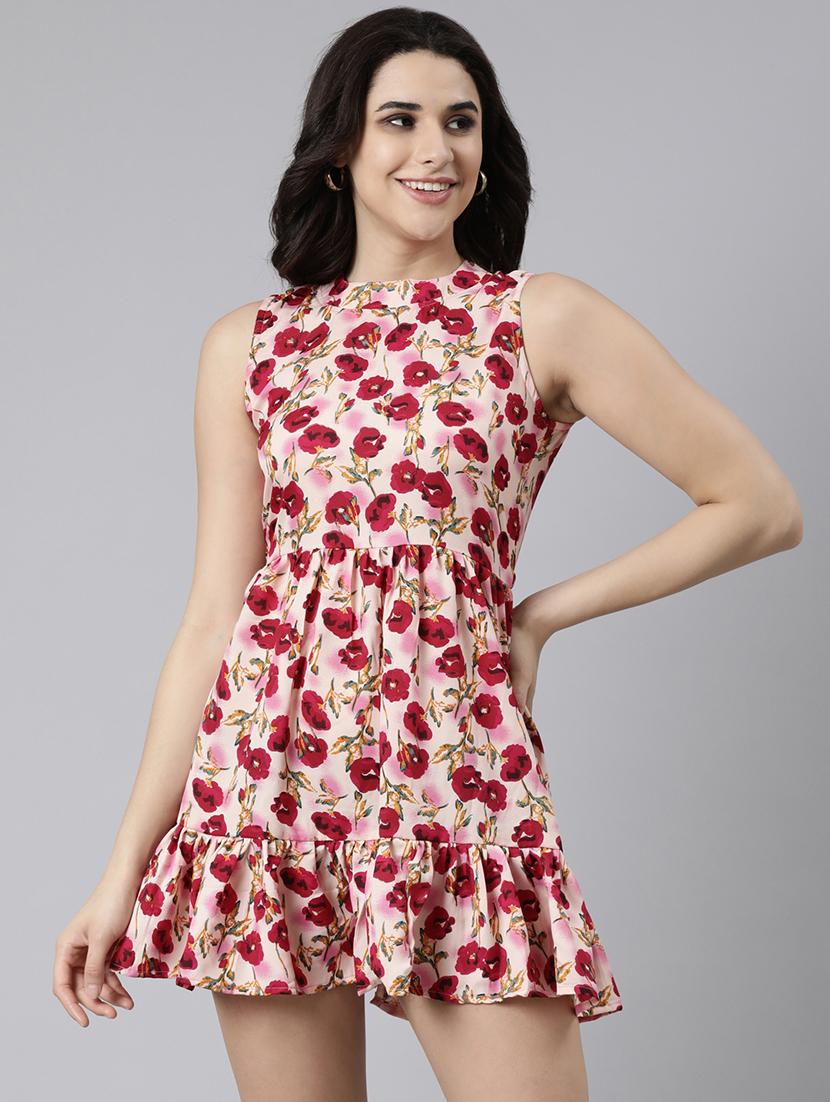 women floral printed mock neck tiered dress - 21729730 - Standard Image - 3