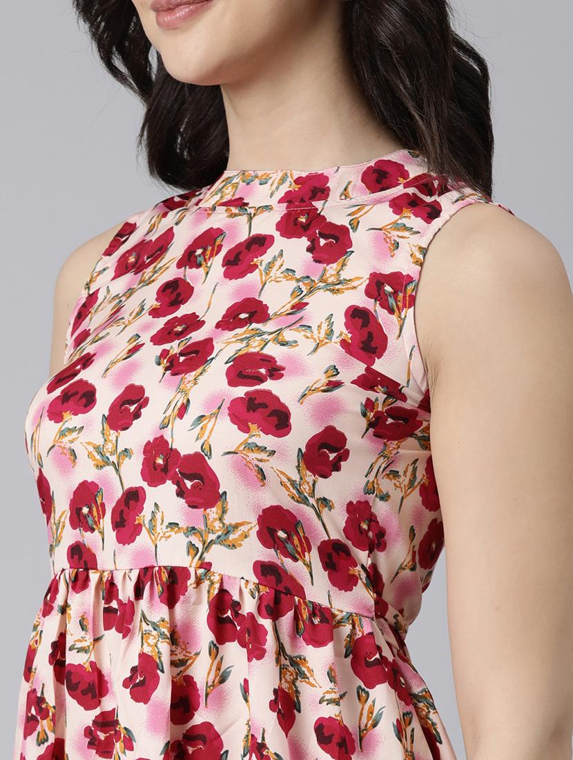 women floral printed mock neck tiered dress - 21729730 - Standard Image - 5