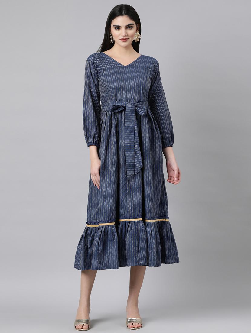 women v-neck printed tiered ethnic dress - 21729732 - Zoom Image - 0