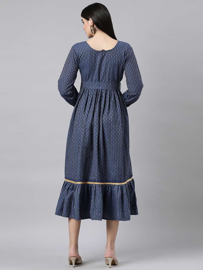 women v-neck printed tiered ethnic dress - 21729732 - Standard Image - 3