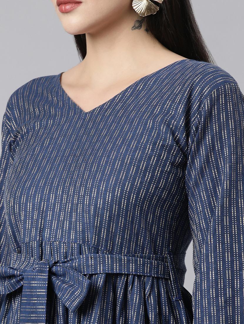 women v-neck printed tiered ethnic dress - 21729732 - Standard Image - 5