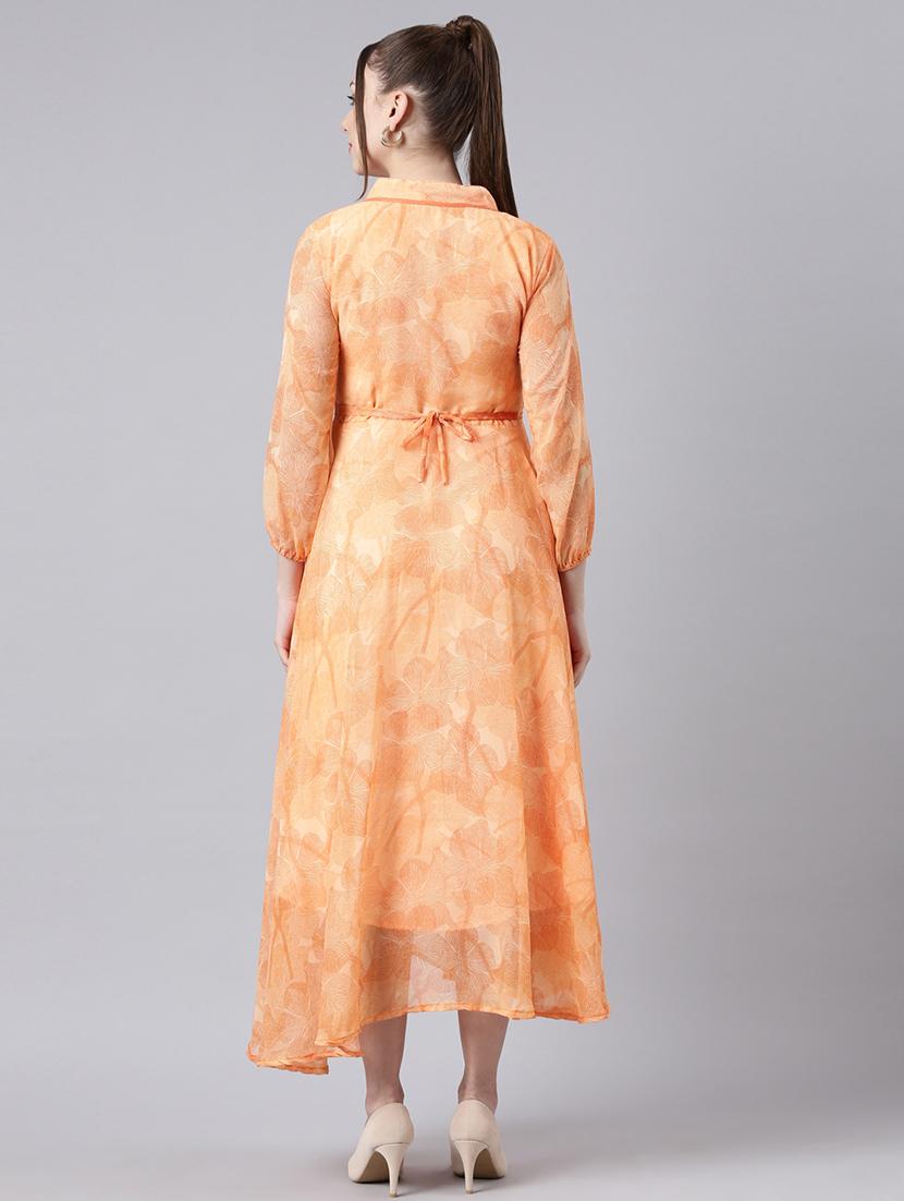 women puff sleeves printed flared ethnic dress - 21729734 - Standard Image - 3