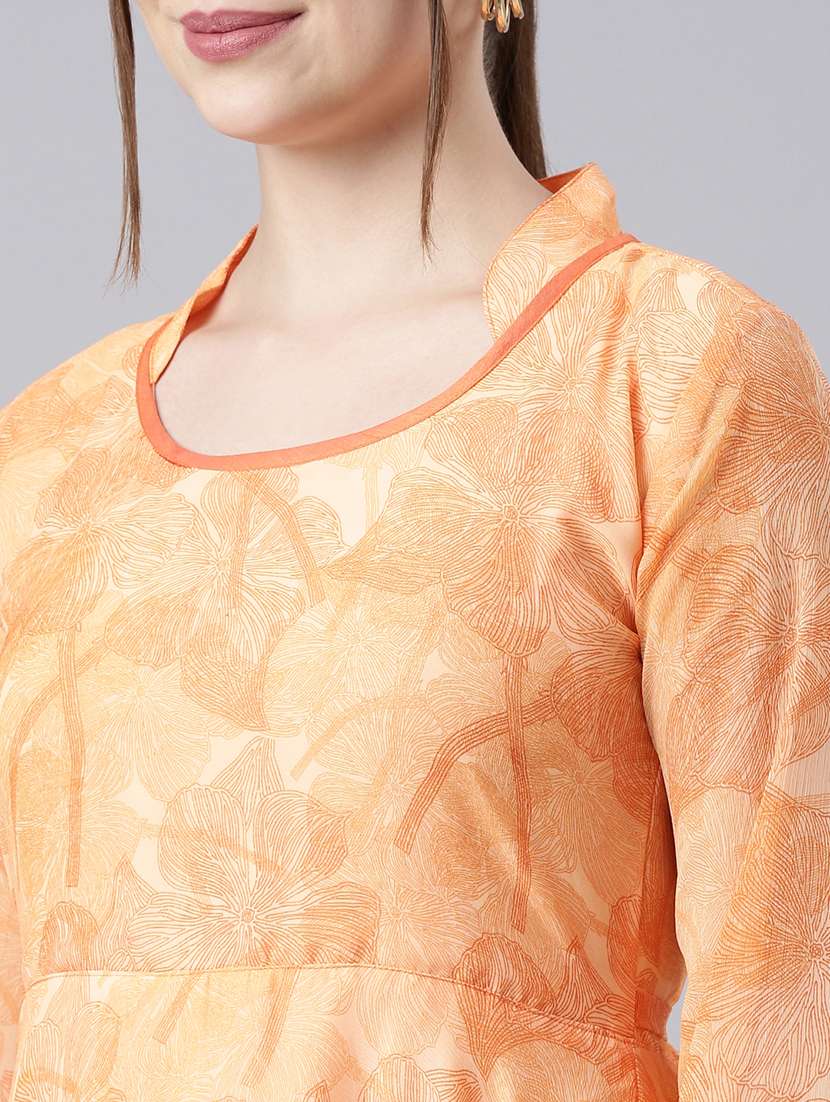 women puff sleeves printed flared ethnic dress - 21729734 - Standard Image - 5