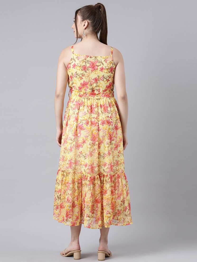 women round neck printed tiered ethnic dress - 21729735 -  Standard Image - 3