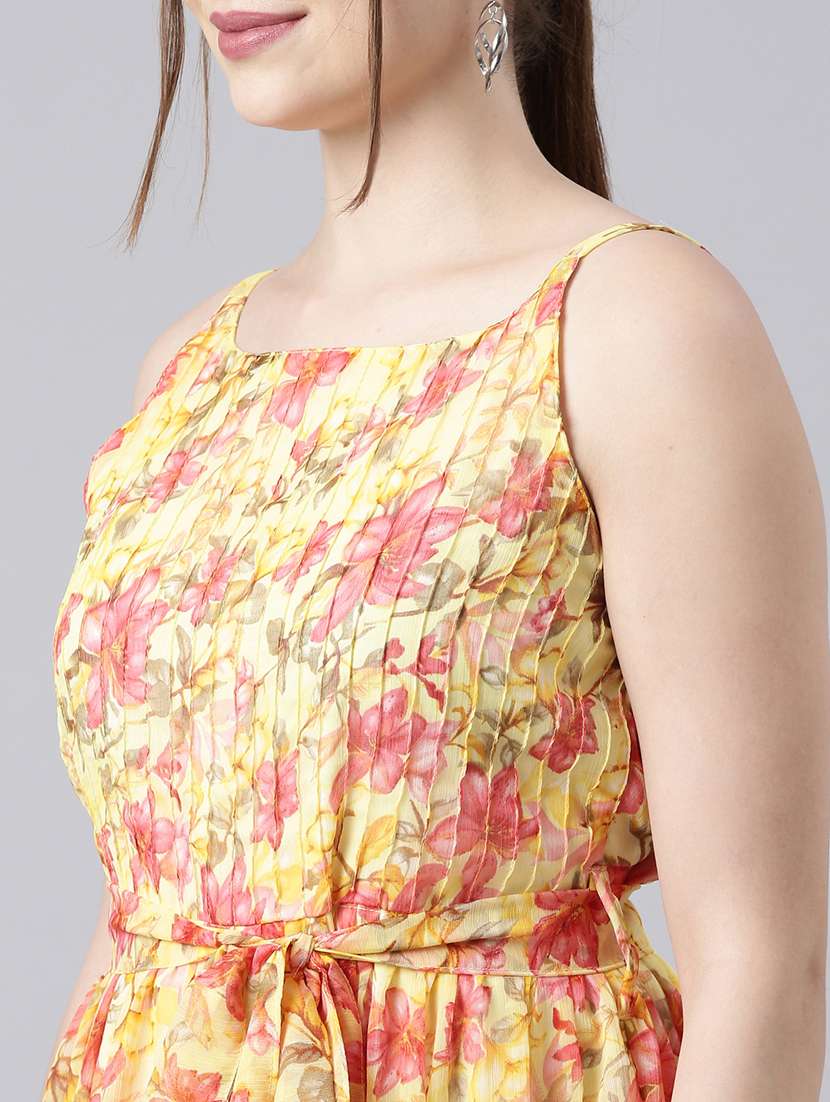 women round neck printed tiered ethnic dress - 21729735 -  Standard Image - 5