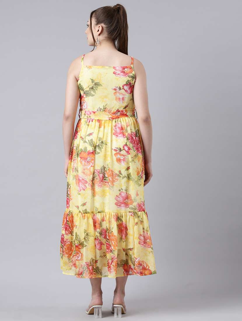 women round neck floral printed tiered dress - 21729736 -  Standard Image - 3