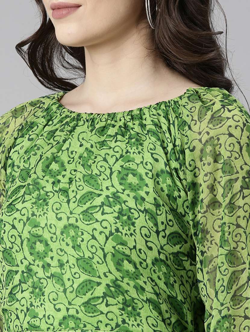 women green printed three quarter sleeve maxi dress - 21729752 -  Standard Image - 5