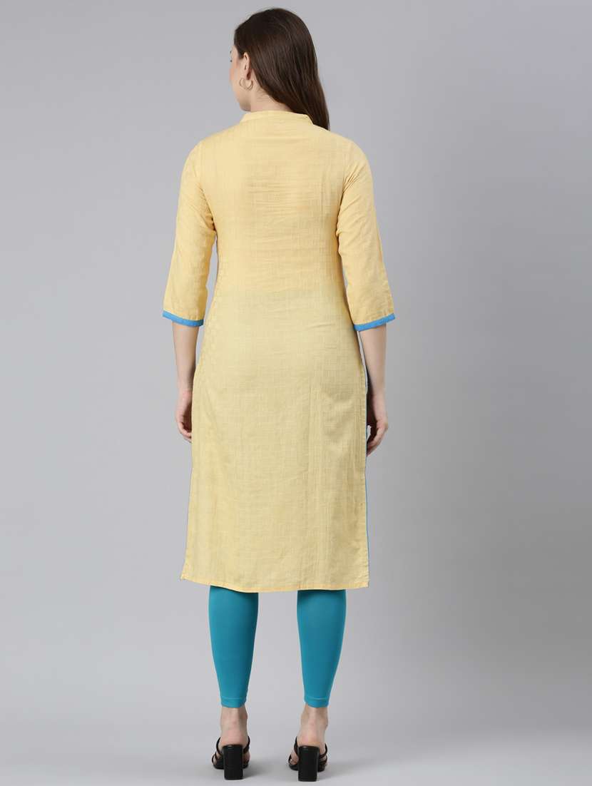 women three quarter sleeve straight kurta - 21729765 -  Standard Image - 3