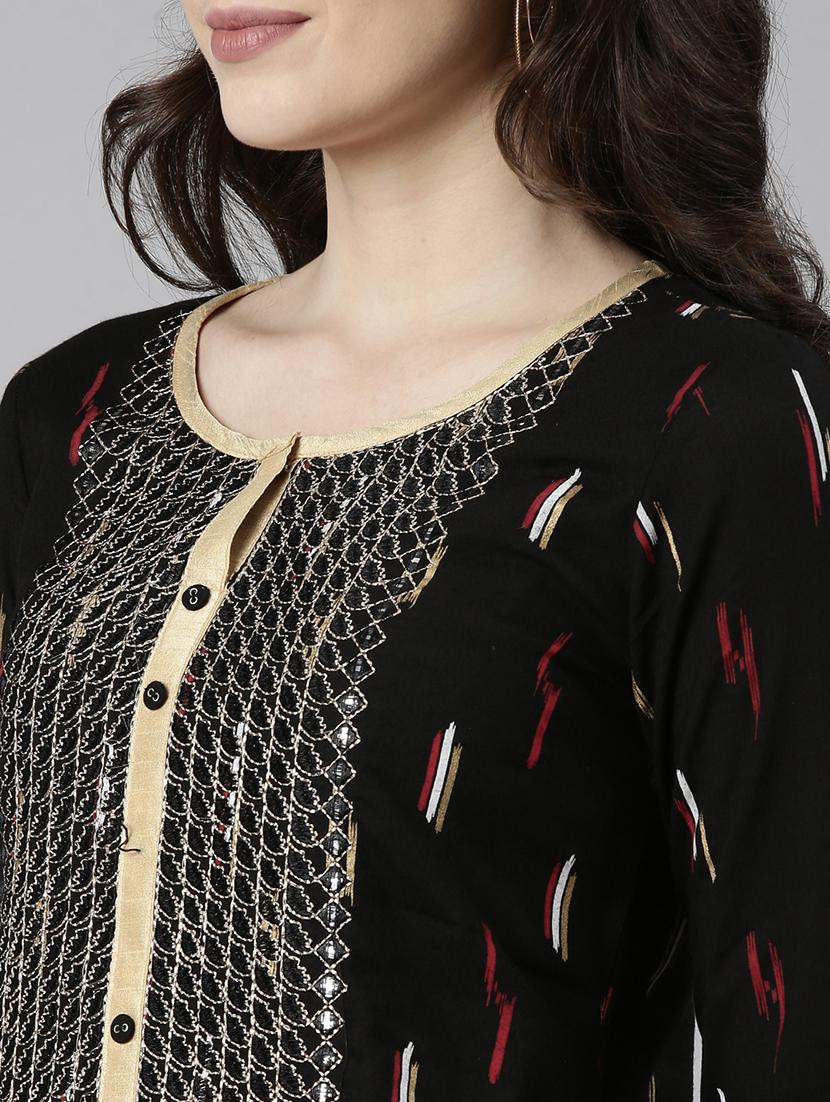 women embroidered three quarter sleeve straight kurta - 21729793 - Standard Image - 5