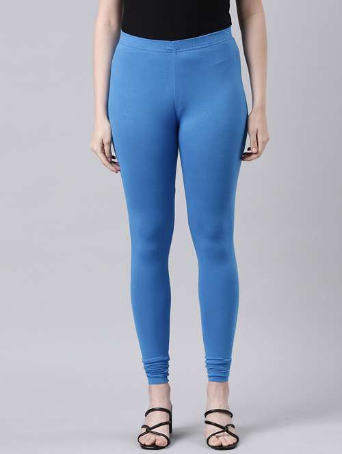 women blue solid full length leggings - 21729822 - Standard Image - 0