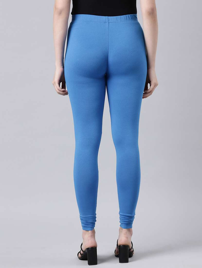 women blue solid full length leggings - 21729822 - Standard Image - 3