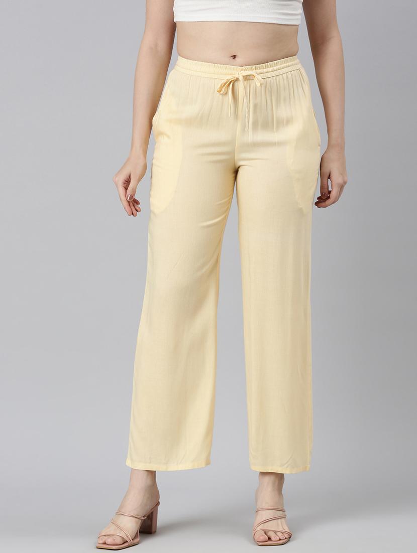 women solid high rise straight palazzo
