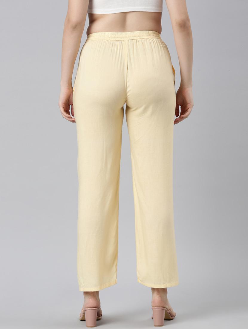 women solid high rise straight palazzo - 21729827 - Standard Image - 3