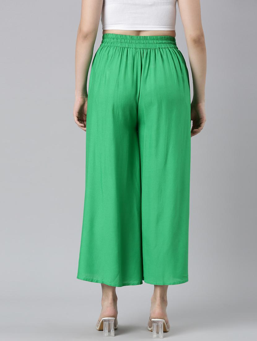 women solid high rise flared palazzo - 21729830 - Standard Image - 3