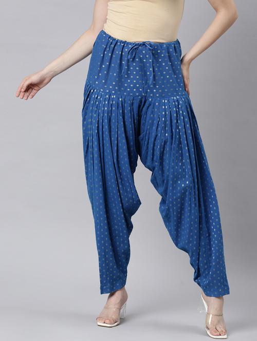 women blue printed mid rise salwar - 21729843 -  Standard Image - 0