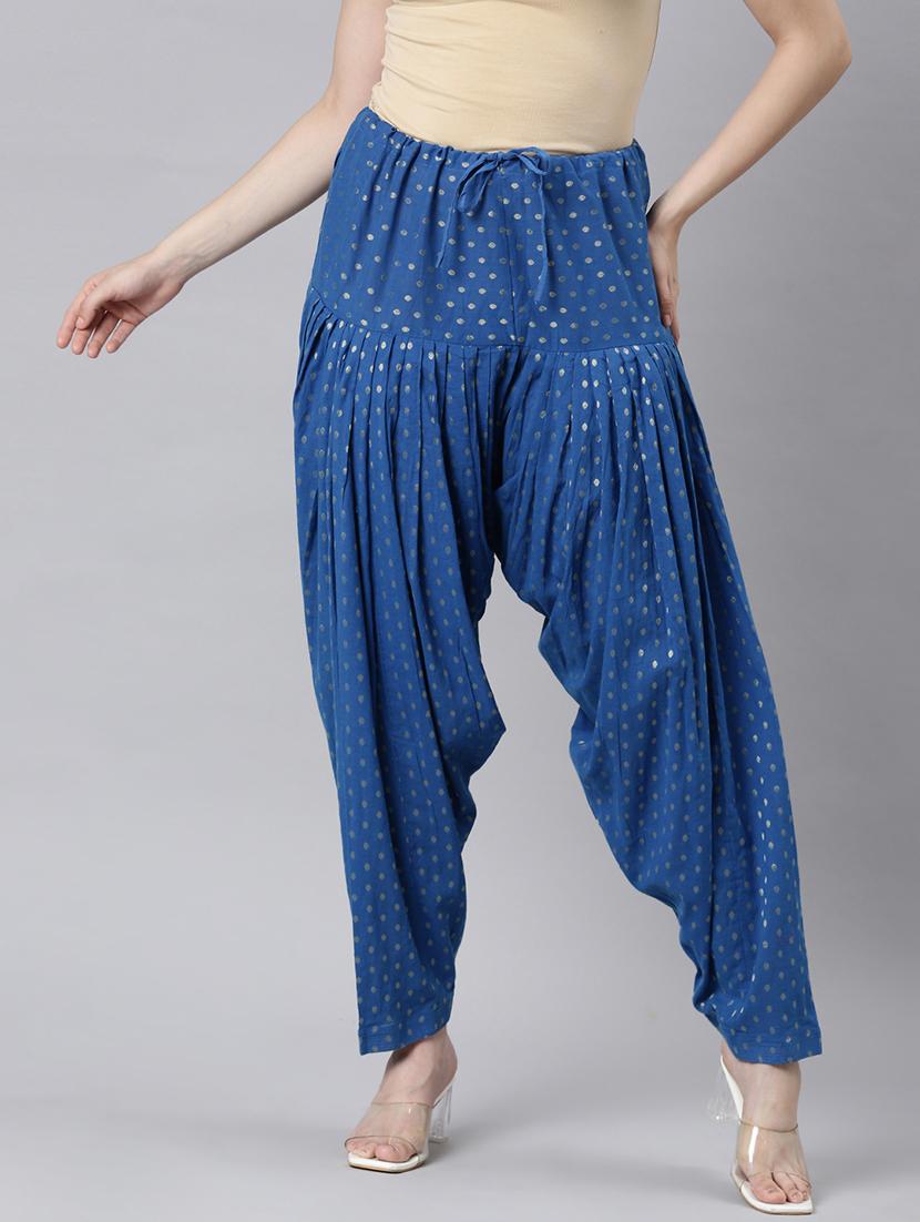 women blue printed mid rise salwar - 21729843 -  Zoom Image - 0
