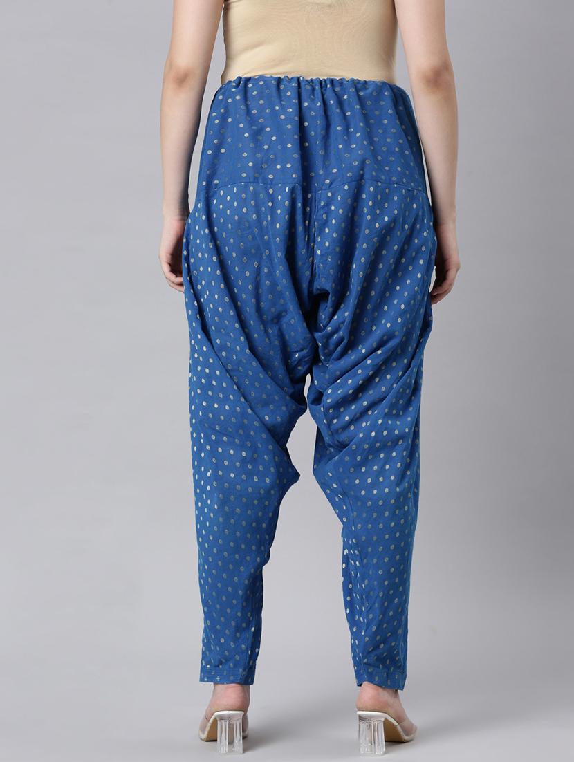 women blue printed mid rise salwar - 21729843 - Standard Image - 3