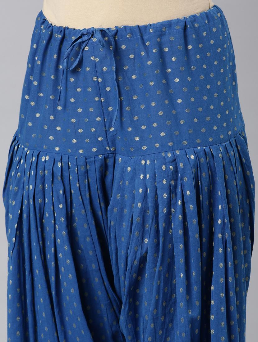 women blue printed mid rise salwar - 21729843 - Standard Image - 5