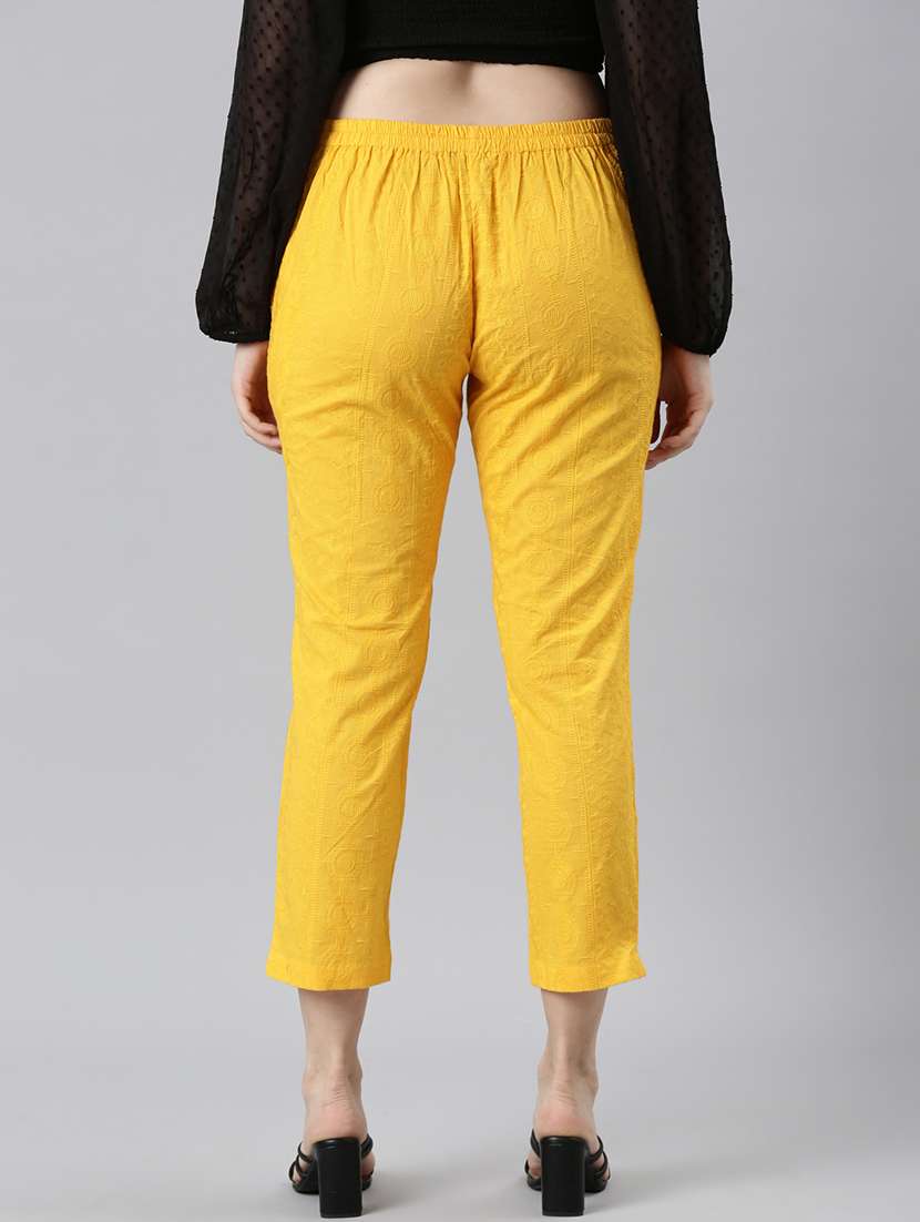 women embroidered mid rise tapered pant - 21729847 -  Standard Image - 3