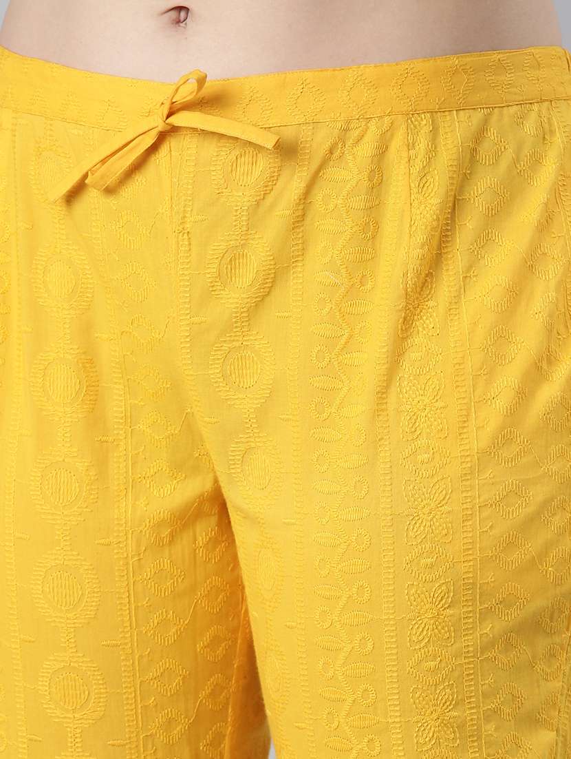 women embroidered mid rise tapered pant - 21729847 -  Standard Image - 5