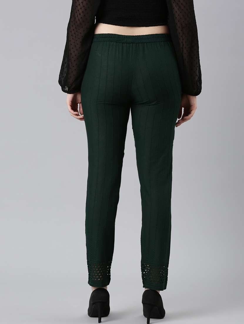 women embroidered mid rise tapered pant - 21729849 -  Standard Image - 3