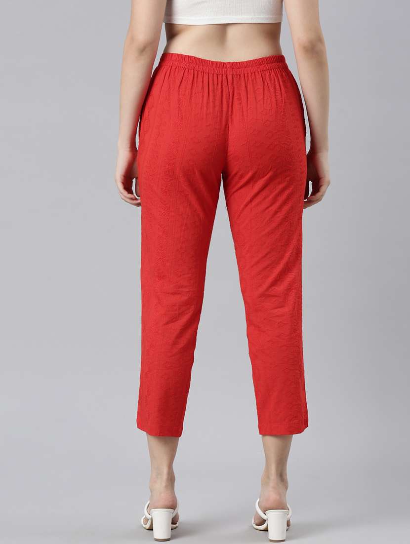 women embroidered mid rise tapered pant - 21729850 -  Standard Image - 3