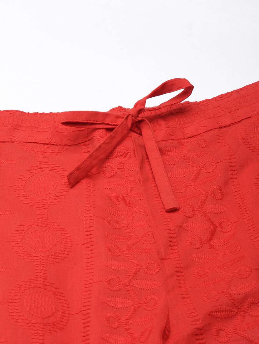 women embroidered mid rise tapered pant - 21729850 -  Standard Image - 8