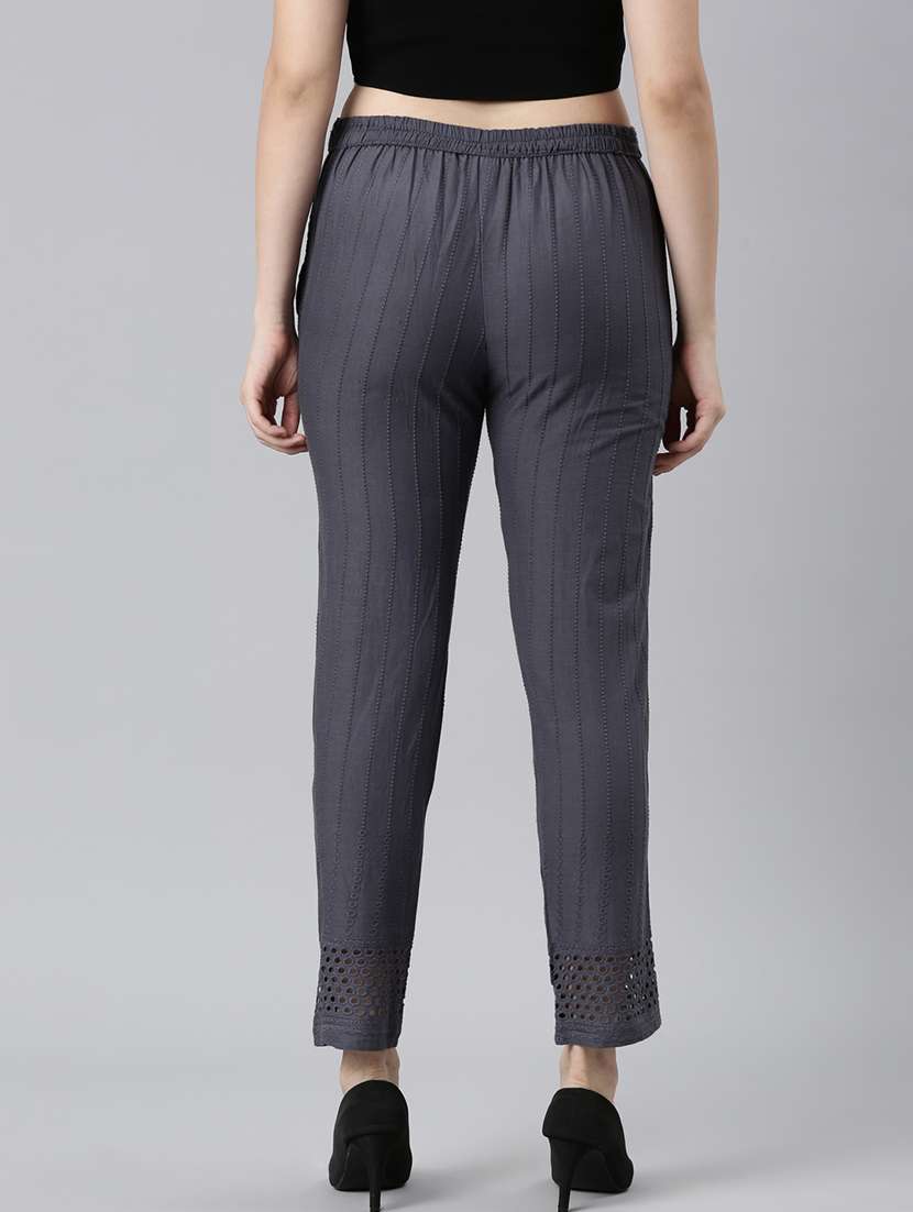 women embroidered high rise tapered pant - 21729855 - Standard Image - 3
