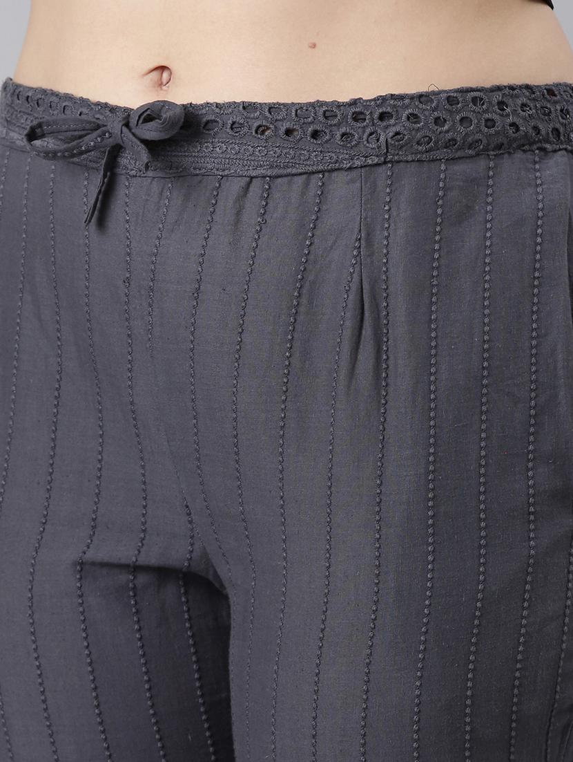 women embroidered high rise tapered pant - 21729855 - Standard Image - 5