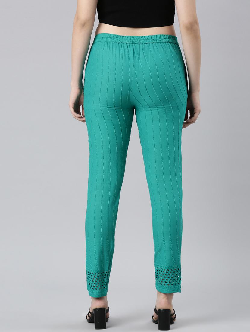 women embroidered mid rise tapered pant - 21729856 - Standard Image - 3