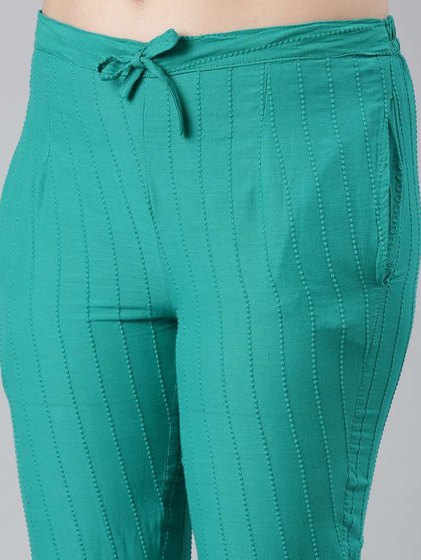 women embroidered mid rise tapered pant - 21729856 - Standard Image - 5