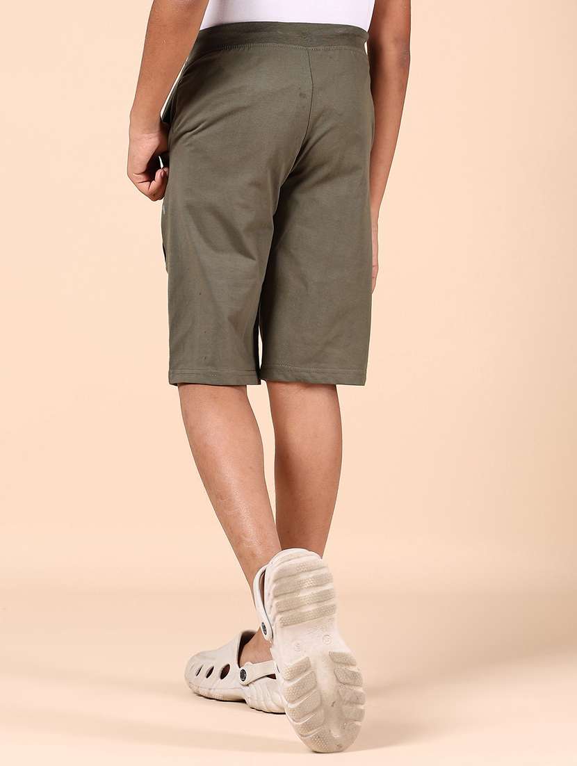 boys olive solid mid rise three-fourth shorts  - 21729934 -  Standard Image - 3