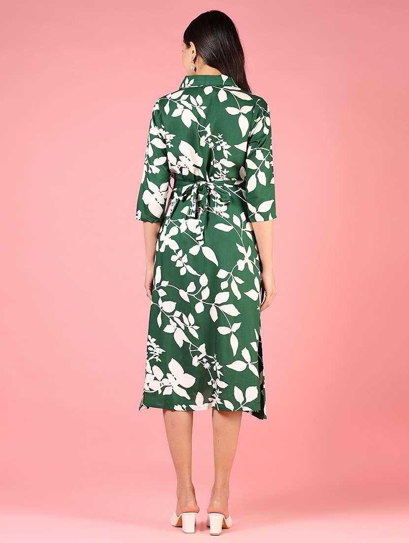 women printed three quarter sleeve fit & flare dress - 21729935 - Standard Image - 3
