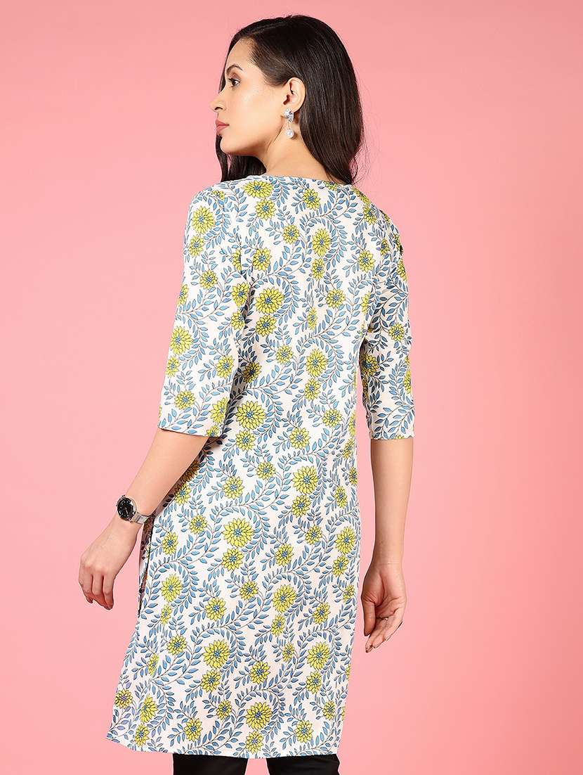 women three quarter sleeves straight kurta - 21729941 -  Standard Image - 3