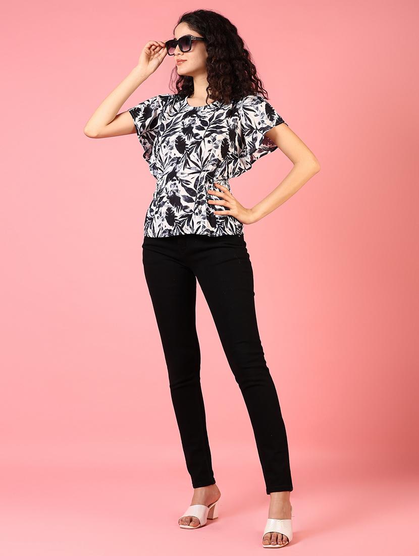 women black printed short sleeve top - 21729963 - Standard Image - 3