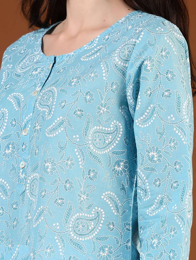 women printed three quarter sleeves straight kurta - 21729974 - Standard Image - 5