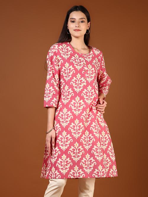 women printed three quarter sleeves straight kurta - 21729976 -  Standard Image - 0