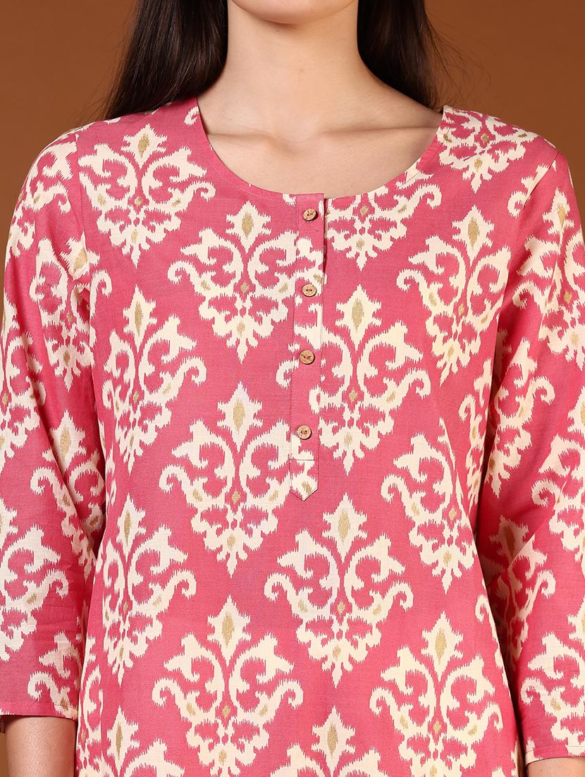 women printed three quarter sleeves straight kurta - 21729976 - Standard Image - 5