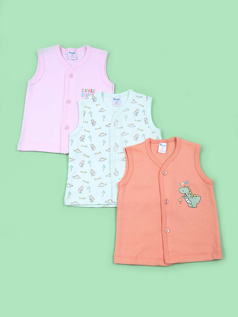 kids pack of 3 printed sleeveless t-shirt
