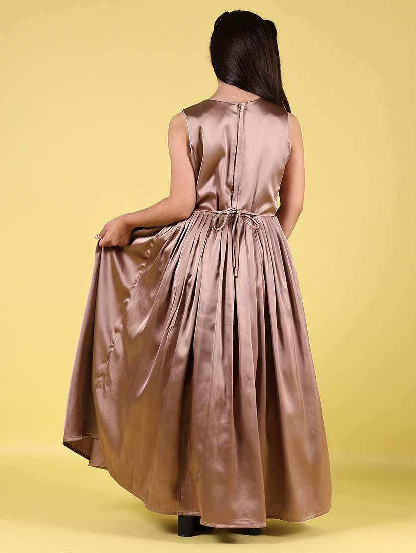 girls solid sleeveless fit and flare dress - 21729986 -  Standard Image - 3