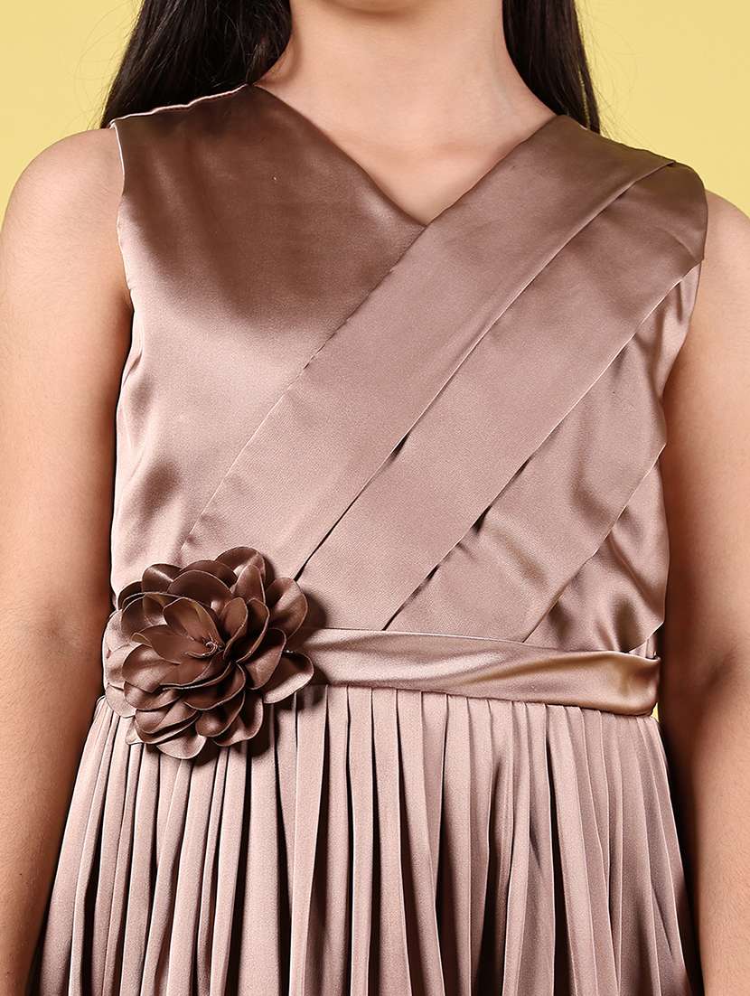 girls solid sleeveless fit and flare dress - 21729986 -  Standard Image - 5