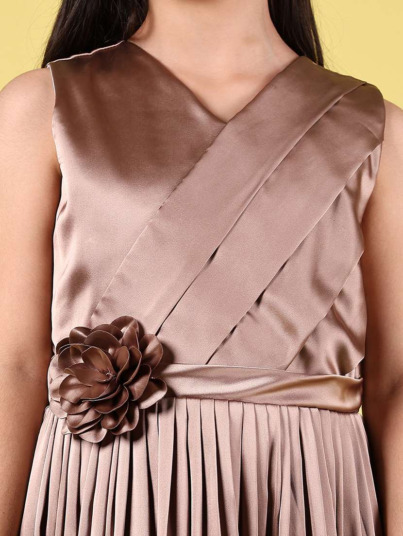 girls solid sleeveless fit and flare dress - 21729987 -  Standard Image - 5