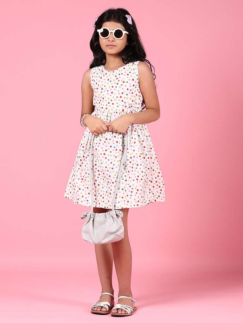 girls polka doted sleeveless frock