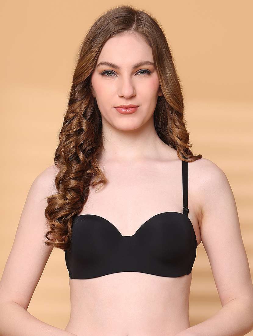 black polyester balconette bra