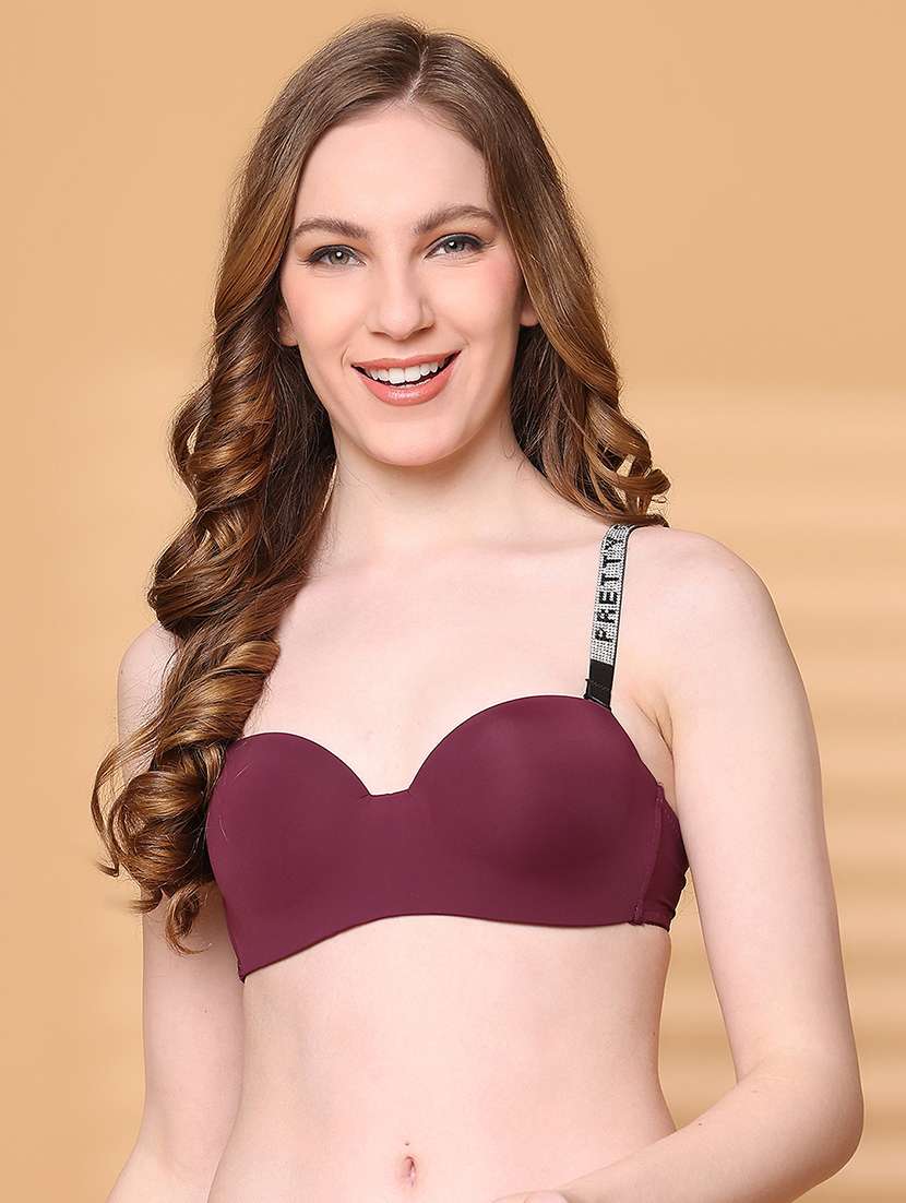 maroon polyester balconette bra