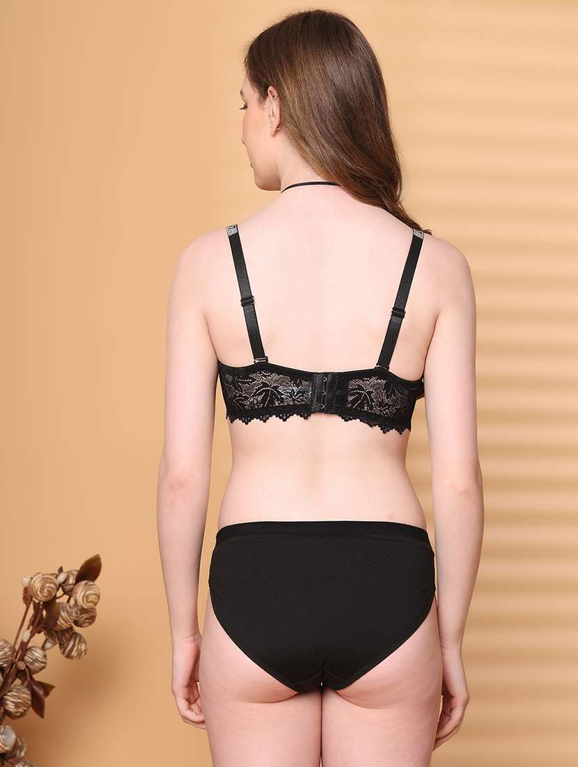 women solid bras and panty set - 21730059 - Standard Image - 3