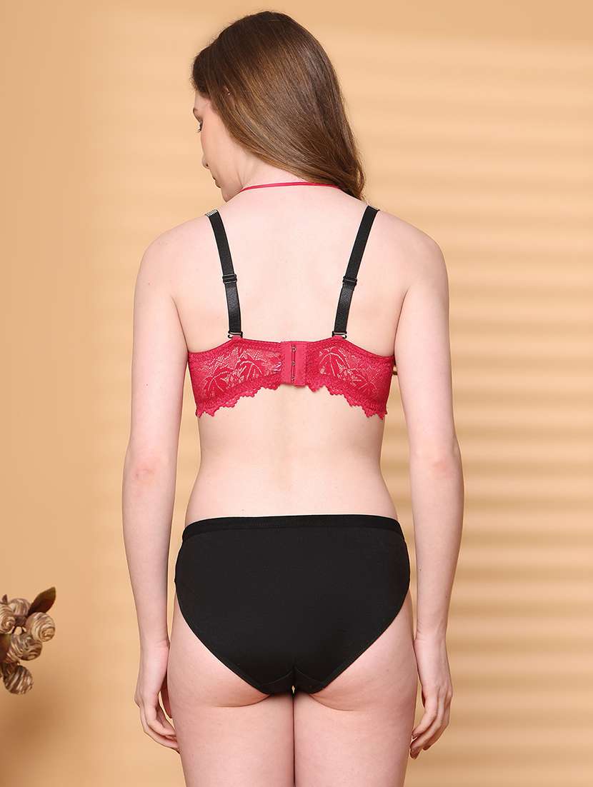 women solid bras and panty set - 21730060 - Standard Image - 3